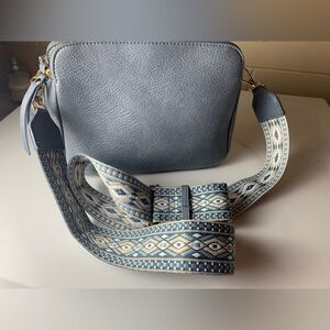 Stylish Blue PU Leather Crossbody Bag